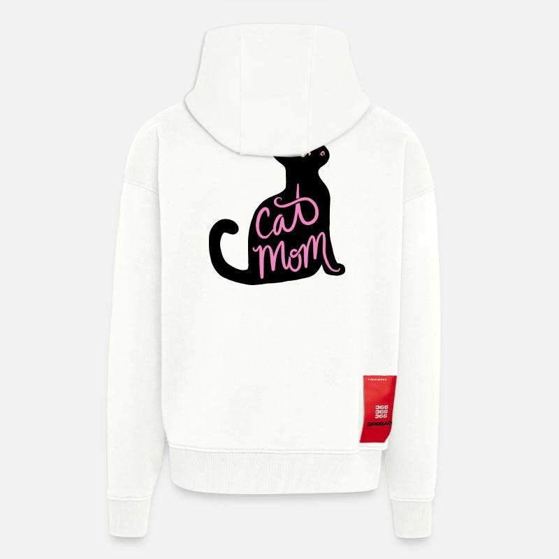 Script néon de Cat Mom - Veste à capuche bio épaisse oversize fabriqué en UE - OFF WHITE