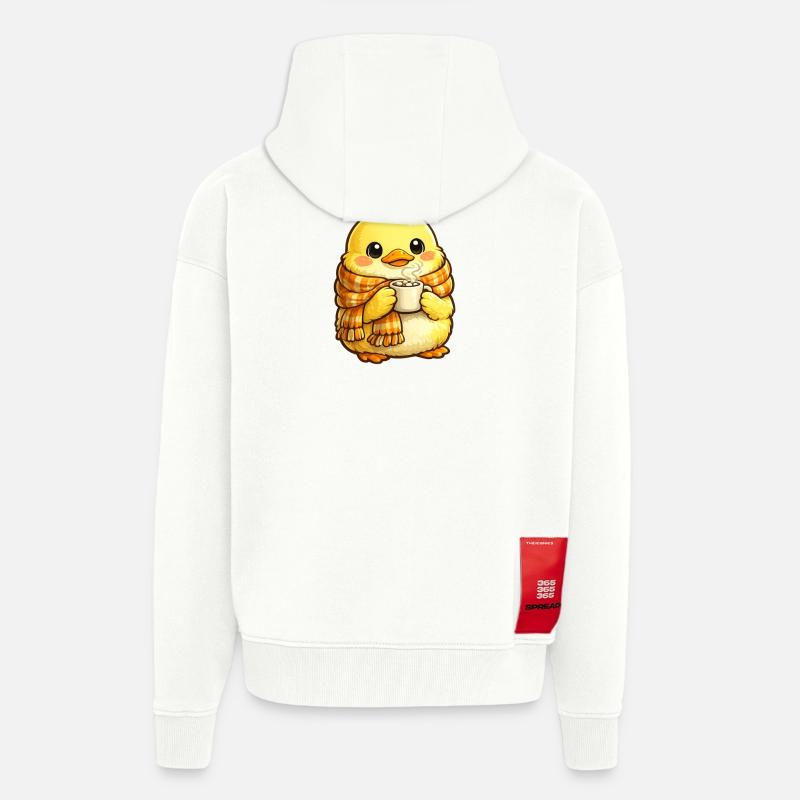 Poussin plus chaud avec écharpe - Veste à capuche bio épaisse oversize fabriqué en UE - OFF WHITE
