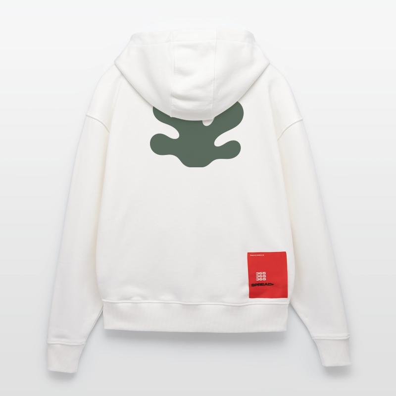 Éclaboussure vert abstraite avec accent orange Veste à capuche bio épaisse oversize fabriqué en UE