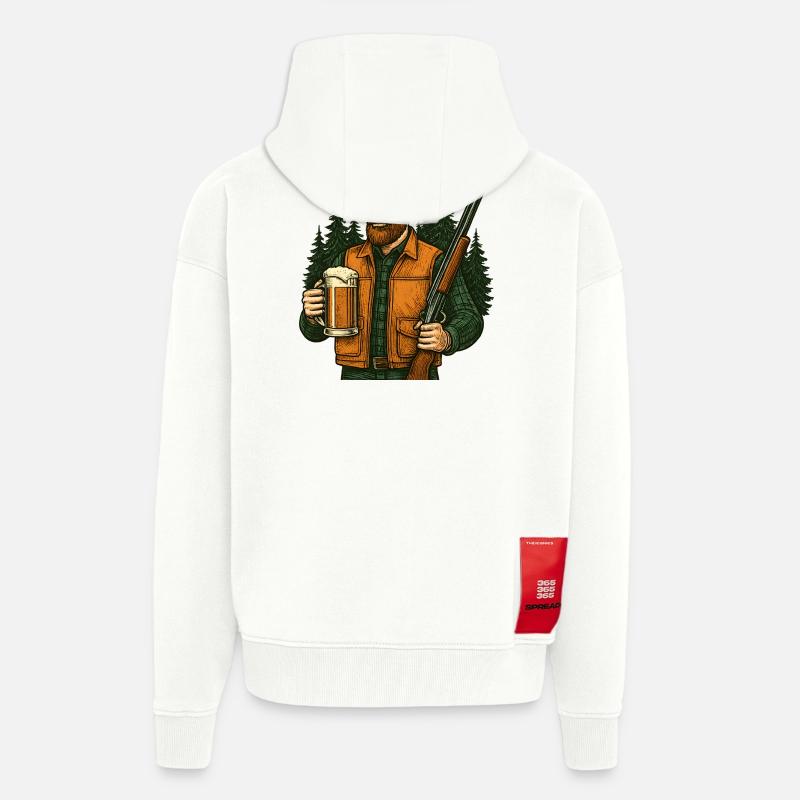 Waldjäger mit Bier und Gewehr - Zip Hoodie - made by SPREAD - OFF WHITE