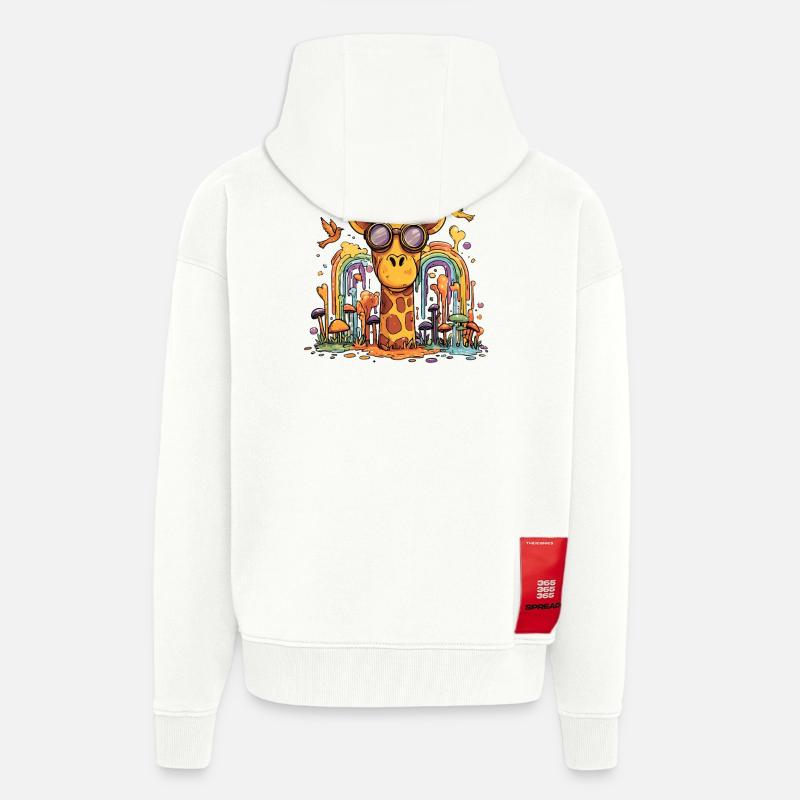 Giraffe in Rainbow Forest - Zip Hoodie - made by SPREAD - OFF WHITE