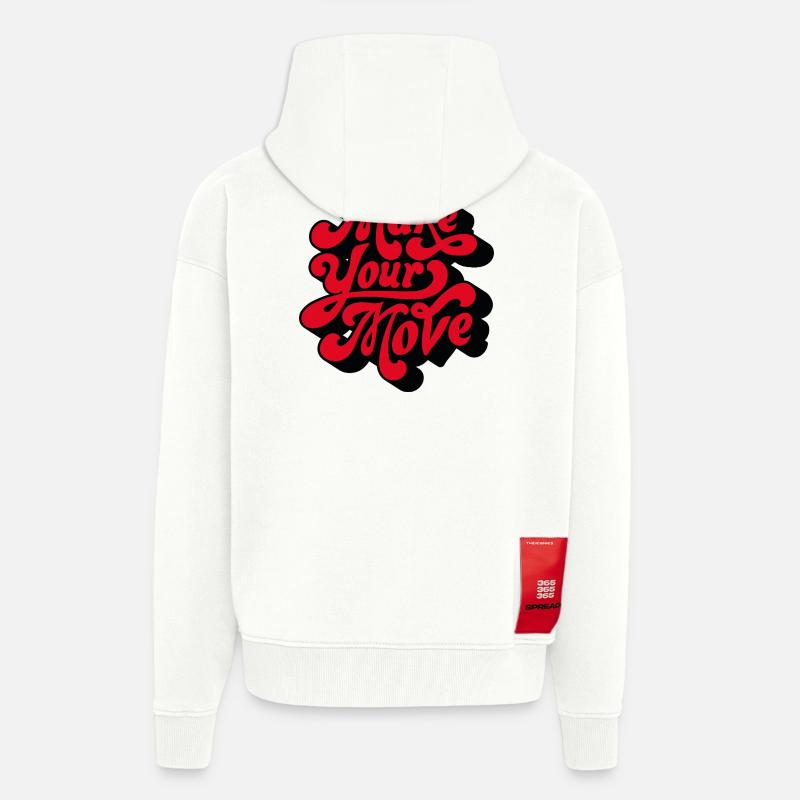 Faites votre amour un script rétro - Veste à capuche bio épaisse oversize fabriqué en UE - OFF WHITE
