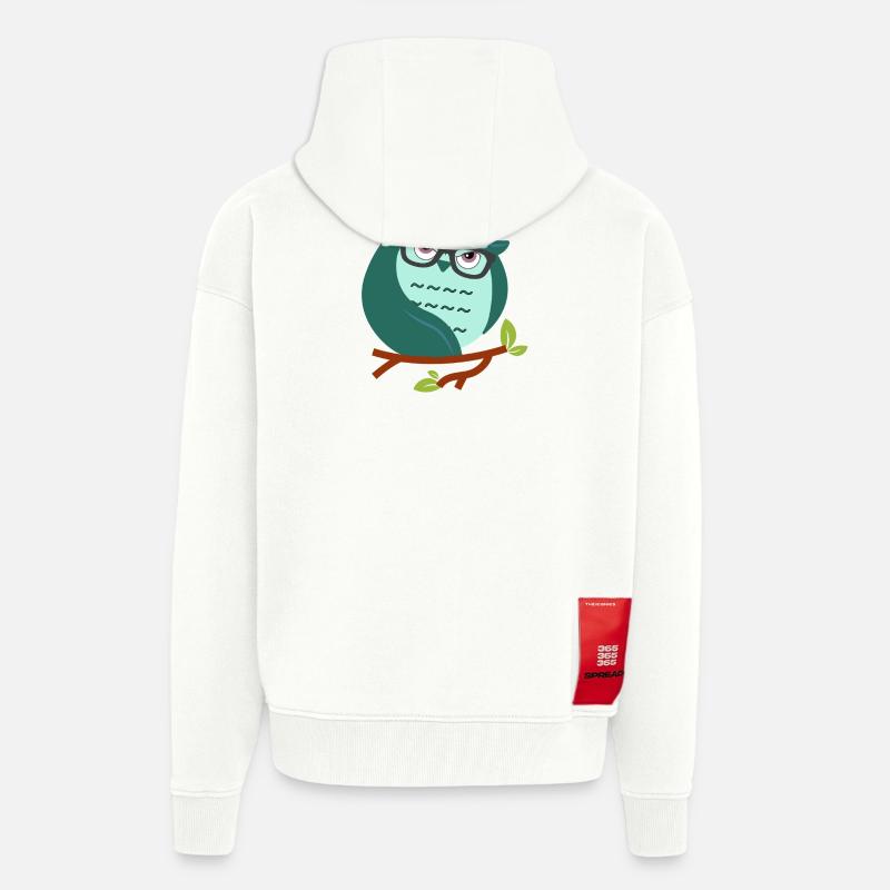 Cartoon-Eule mit schicke Brille - Zip Hoodie - made by SPREAD - OFF WHITE