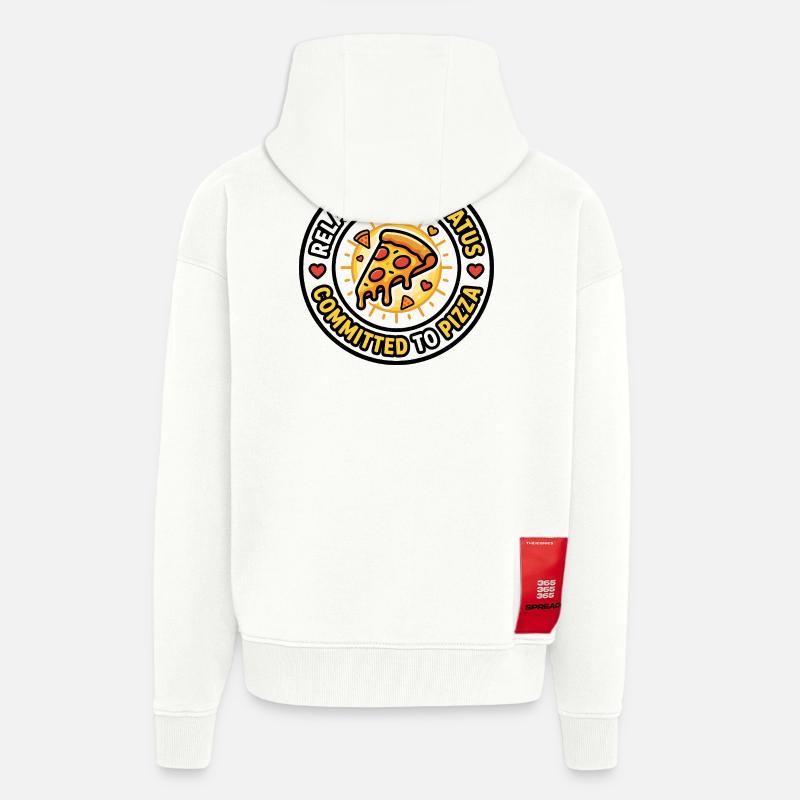 Relationship Status Committed to Pizza - Zip Hoodie - made by SPREAD - OFF WHITE