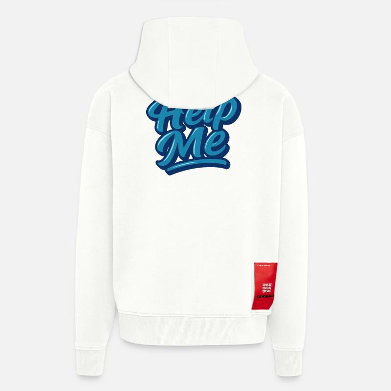 Help Me Blue Script Logo - Zip Hoodie - made by SPREAD - OFF WHITE