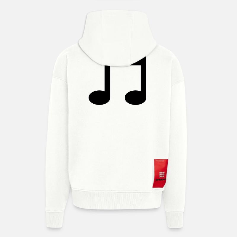 Note musicale - Veste à capuche bio épaisse oversize fabriqué en UE - OFF WHITE
