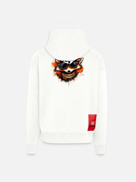 Cool fox with cap and sunglasses - Zip Hoodie - made by SPREAD - OFF WHITE