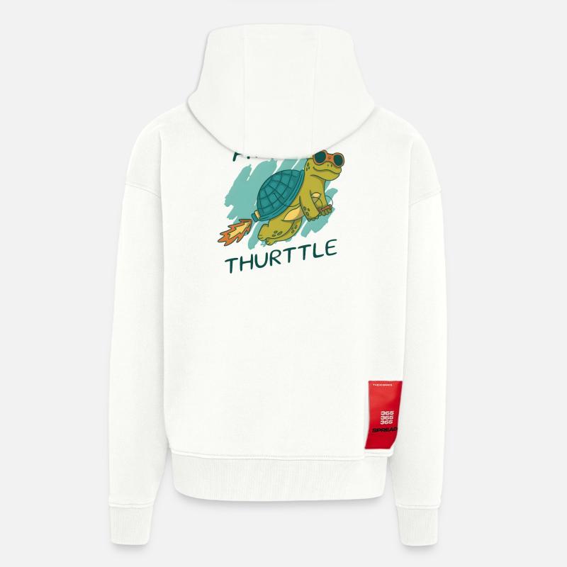 At Full Thurttle – Funny Rocket Turtle - Zip Hoodie - made by SPREAD - OFF WHITE