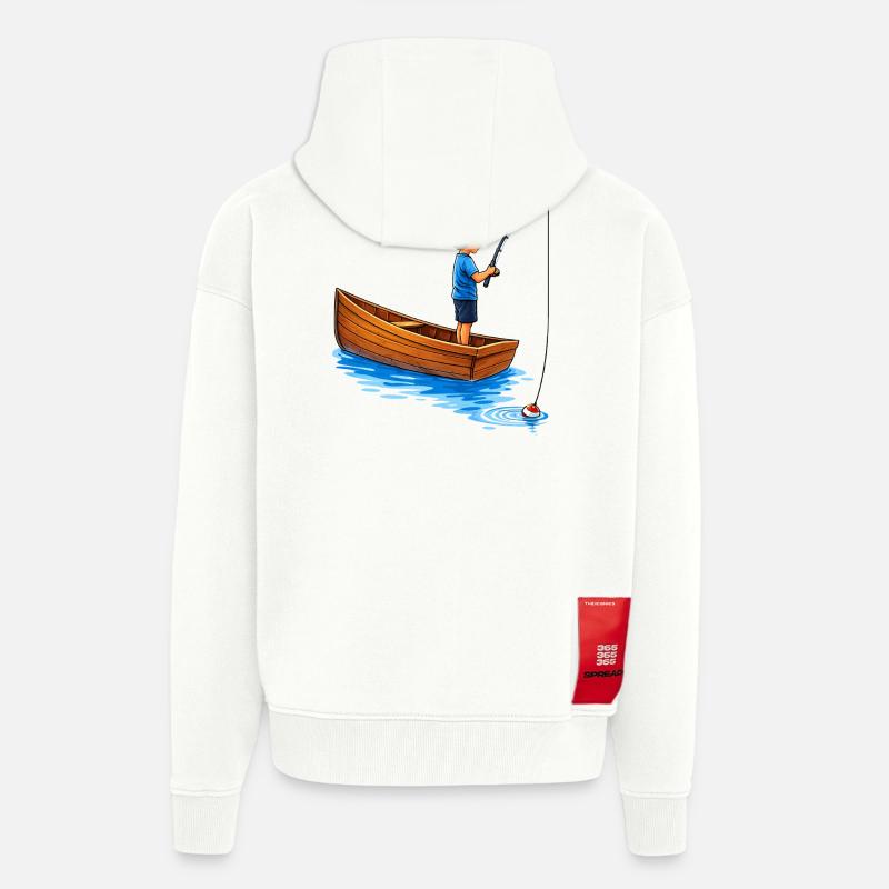 Junge beim Angeln im Boot Illustration  - Zip Hoodie - made by SPREAD - OFF WHITE