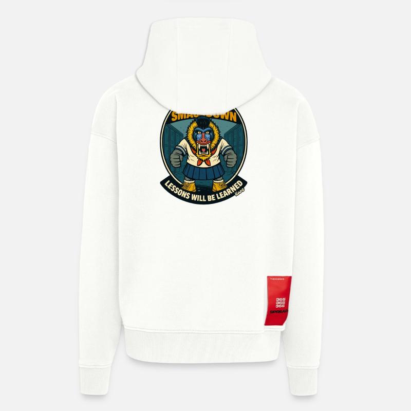 Schule Smackdown Primaten Affe Mandrill - Zip Hoodie - made by SPREAD - OFF WHITE
