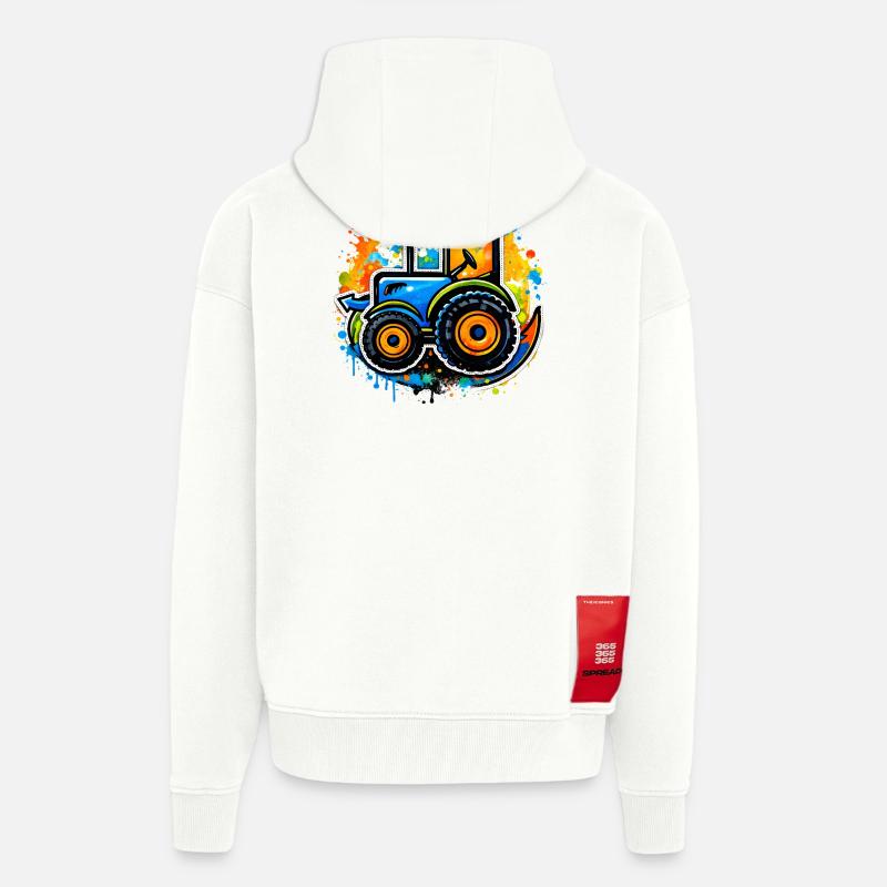 Bunter Traktor im Graffiti-Stil   - Zip Hoodie - made by SPREAD - OFF WHITE