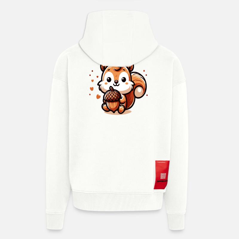 Süßes Eichhörnchen mit Herz-Eichel - Zip Hoodie - made by SPREAD - OFF WHITE