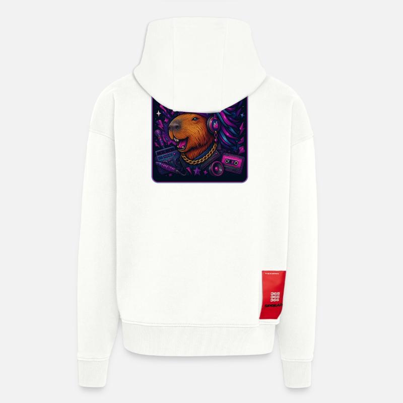 Capybara Einhorn Retro DJ - Zip Hoodie - made by SPREAD - OFF WHITE