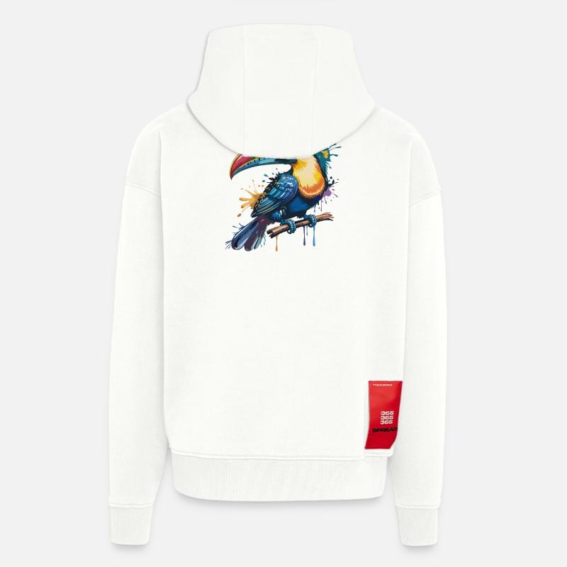 Bunter Tukan Farbexplosion - Zip Hoodie - made by SPREAD - OFF WHITE