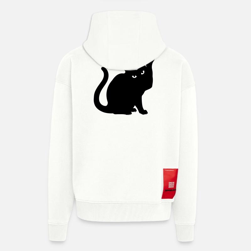 Schwarze Katze – Devil Horns Silhouette - Zip Hoodie - made by SPREAD - OFF WHITE