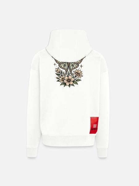 Moth with flower bouquet - Zip Hoodie - made by SPREAD - OFF WHITE
