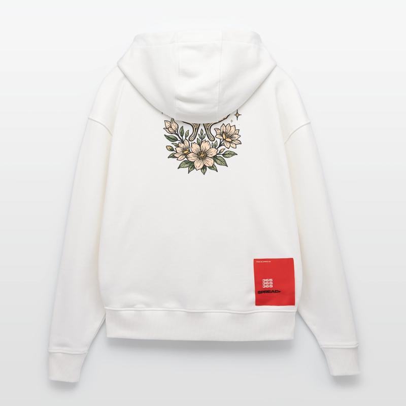 Papillon de nuit avec bouquet de fleurs Veste à capuche bio épaisse oversize fabriqué en UE