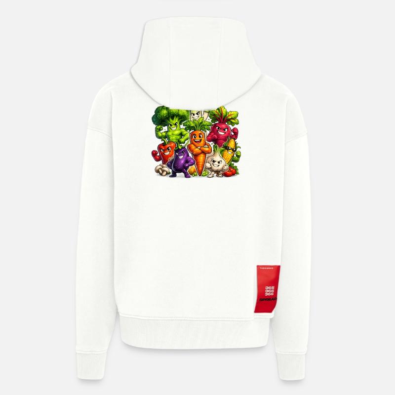 Strong vegetables in a comic look - Zip Hoodie - made by SPREAD - OFF WHITE