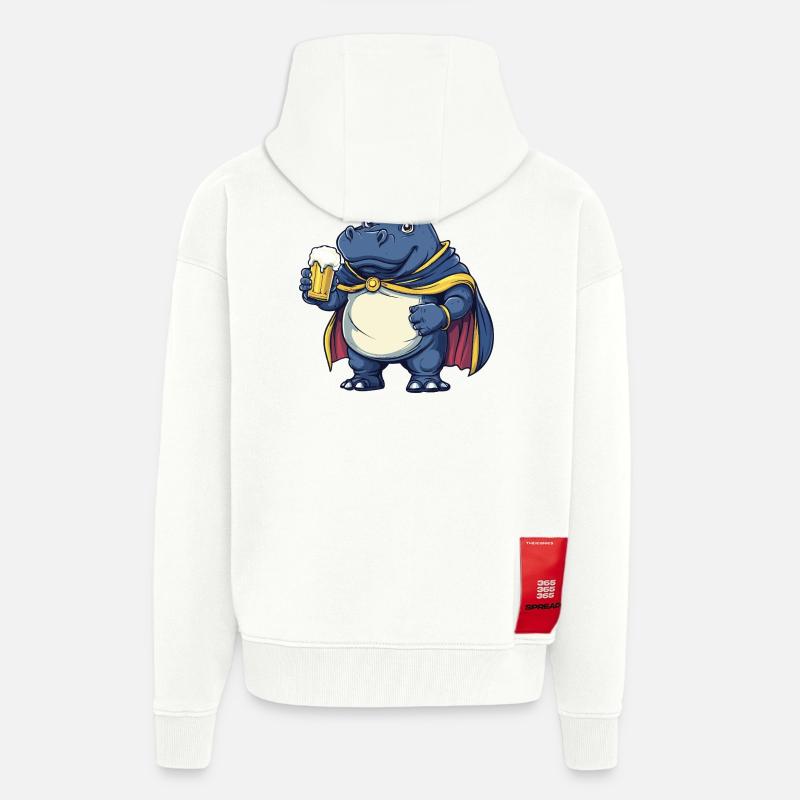 Nilpferd Bier König - Zip Hoodie - made by SPREAD - OFF WHITE