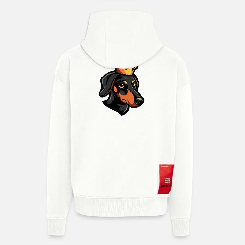 Couronne de teckel Teckel - Veste à capuche bio épaisse oversize fabriqué en UE - OFF WHITE