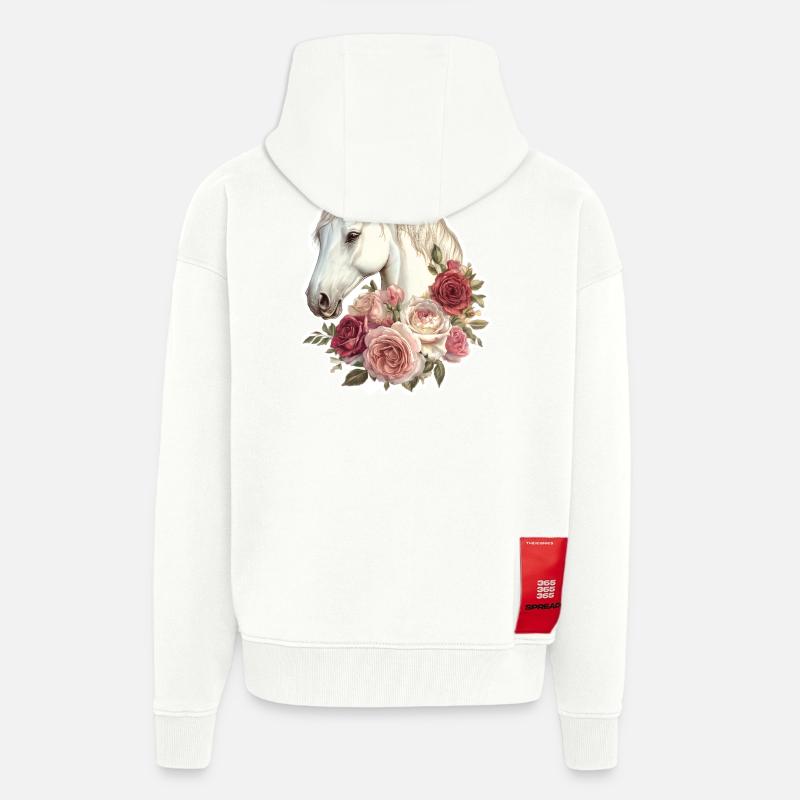 Pferd mit Blumen - Zip Hoodie - made by SPREAD - OFF WHITE
