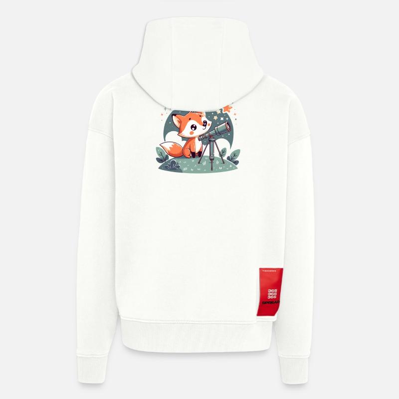 Fuchs am Teleskop unter Sternen - Zip Hoodie - made by SPREAD - OFF WHITE
