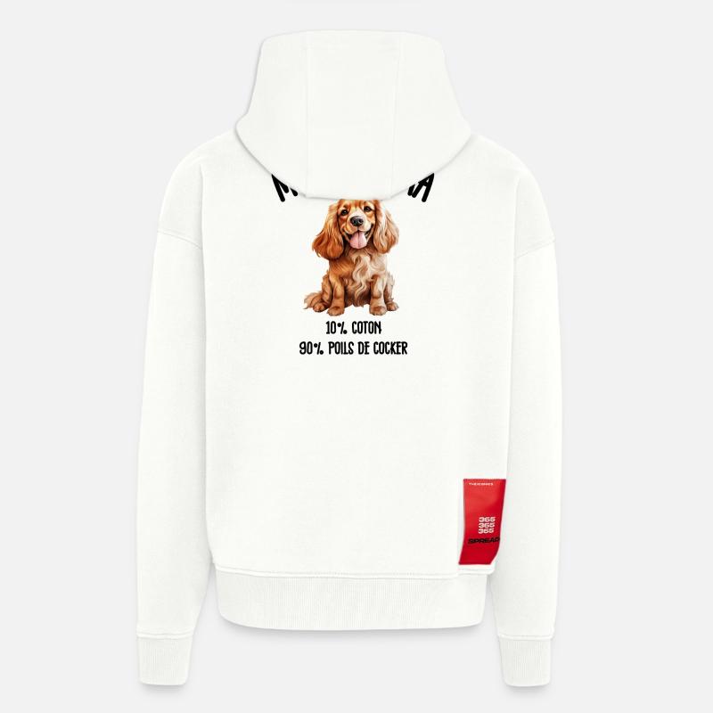 Pyjama Chien Cocker Drôle - Veste à capuche bio épaisse oversize fabriqué en UE - OFF WHITE