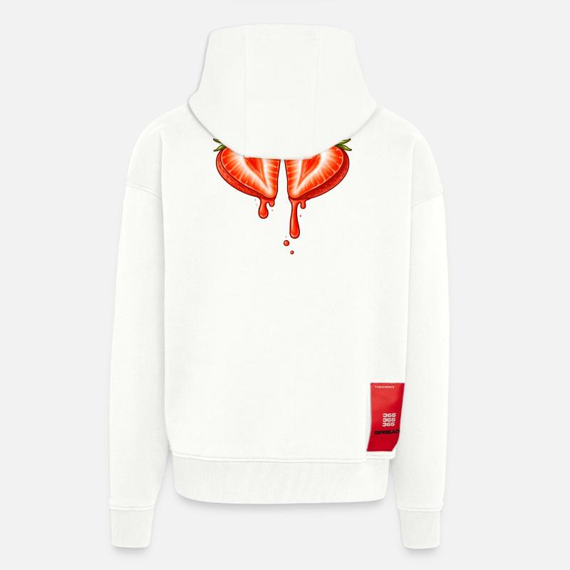 Geteilte Erdbeere mit Herzform  - Zip Hoodie - made by SPREAD - OFF WHITE