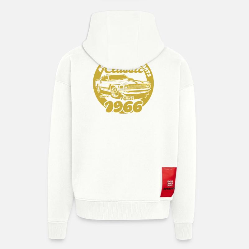 60e anniversaire - Muscle Car Classique 04/1966 - Veste à capuche bio épaisse oversize fabriqué en UE - OFF WHITE