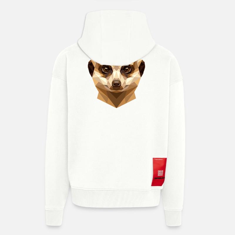 Suricate Suricate Douce Mangouste Suricate - Veste à capuche bio épaisse oversize fabriqué en UE - OFF WHITE