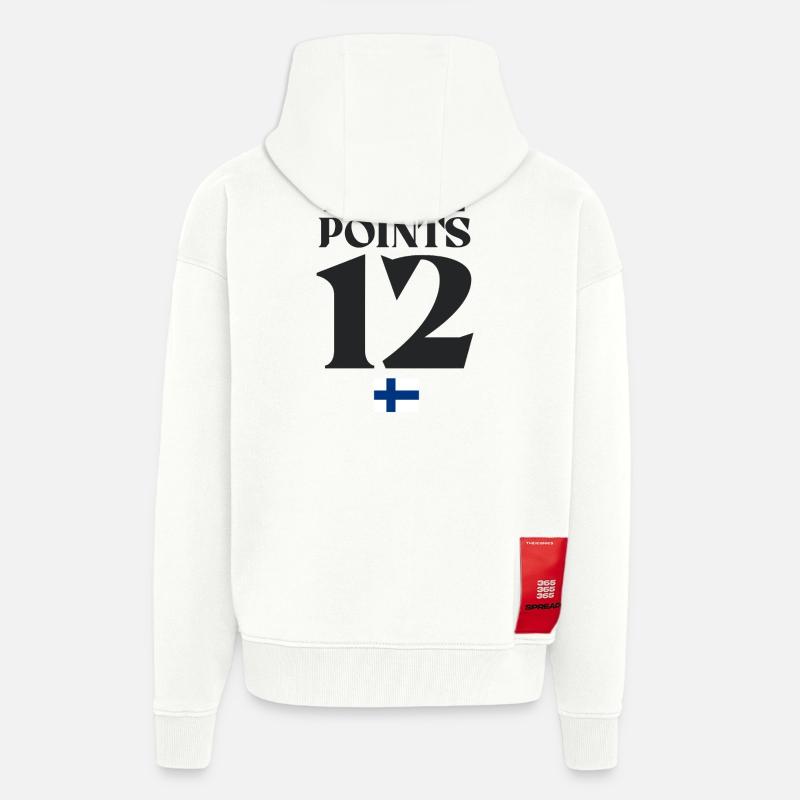 Douze Points 12 Drapeau Finlande Eurovision - Veste à capuche bio épaisse oversize fabriqué en UE - OFF WHITE