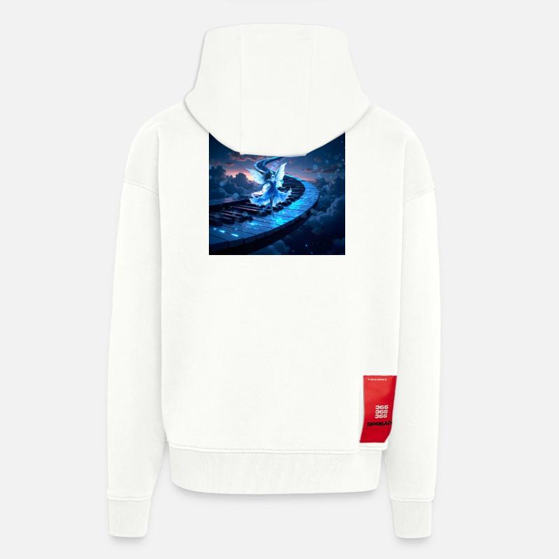 Chemin des Clés vers la Lune - Veste à capuche bio épaisse oversize fabriqué en UE - OFF WHITE