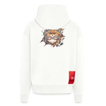 Wütende Mieze bricht durch Wand - Zip Hoodie - made by SPREAD - OFF WHITE - Hinten