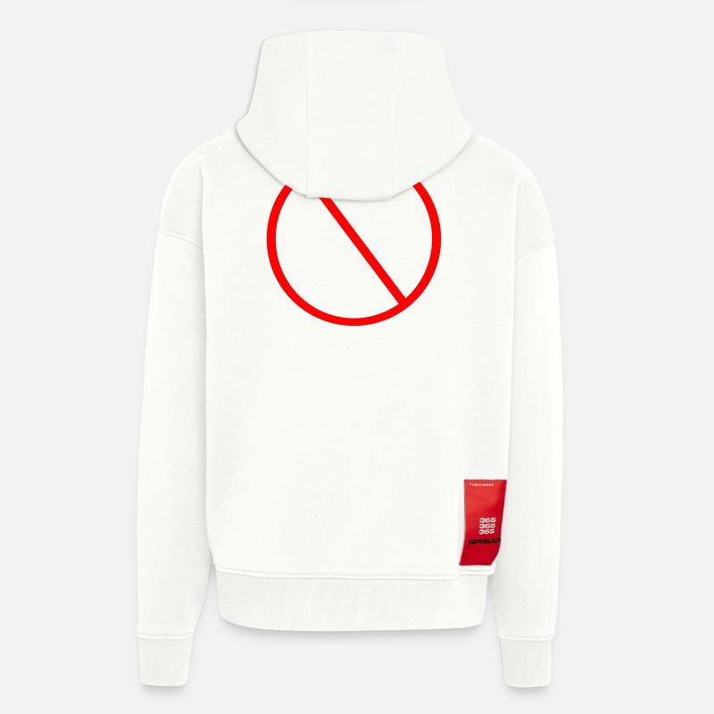 Panneau d’interdiction Panneau d’avertissement d’interdiction - Veste à capuche bio épaisse oversize fabriqué en UE - OFF WHITE