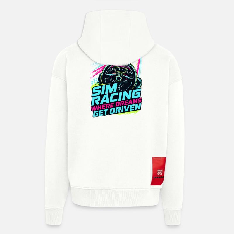 Sim Racing Where Dreams Are Driven - Zip Hoodie - made by SPREAD - OFF WHITE