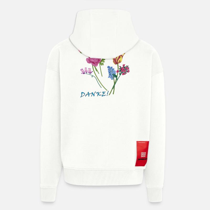 Danke mit einem Blumenstrauß  - Zip Hoodie - made by SPREAD - OFF WHITE