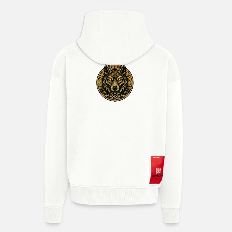 Wolfsmedaillon mit Runenring - Zip Hoodie - made by SPREAD - OFF WHITE