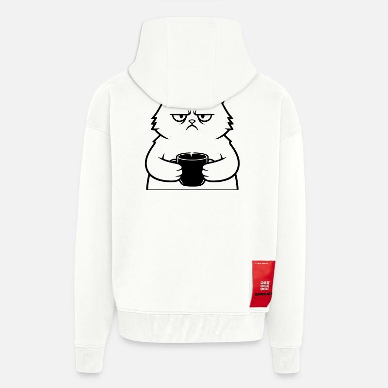 Plan du café Nasty Cat - Veste à capuche bio épaisse oversize fabriqué en UE - OFF WHITE