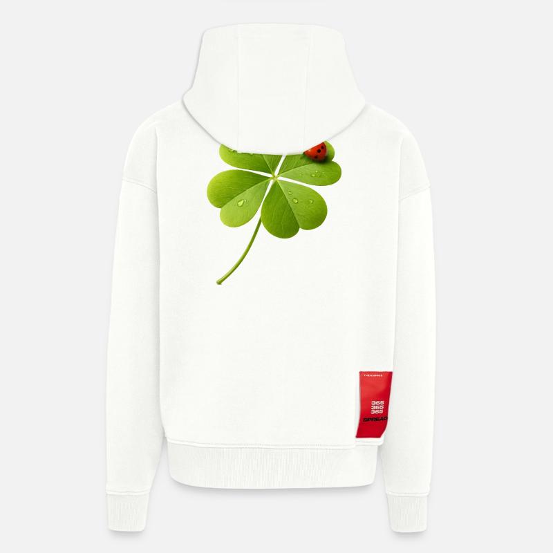Vierblättriger Klee mit Marienkäfer  - Zip Hoodie - made by SPREAD - OFF WHITE