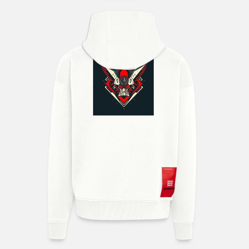 Emblème du guerrier de Schädel - Veste à capuche bio épaisse oversize fabriqué en UE - OFF WHITE