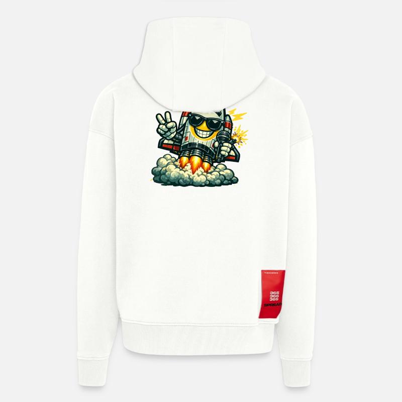 Space Rocket Duck mit Mikrofon - Zip Hoodie - made by SPREAD - OFF WHITE