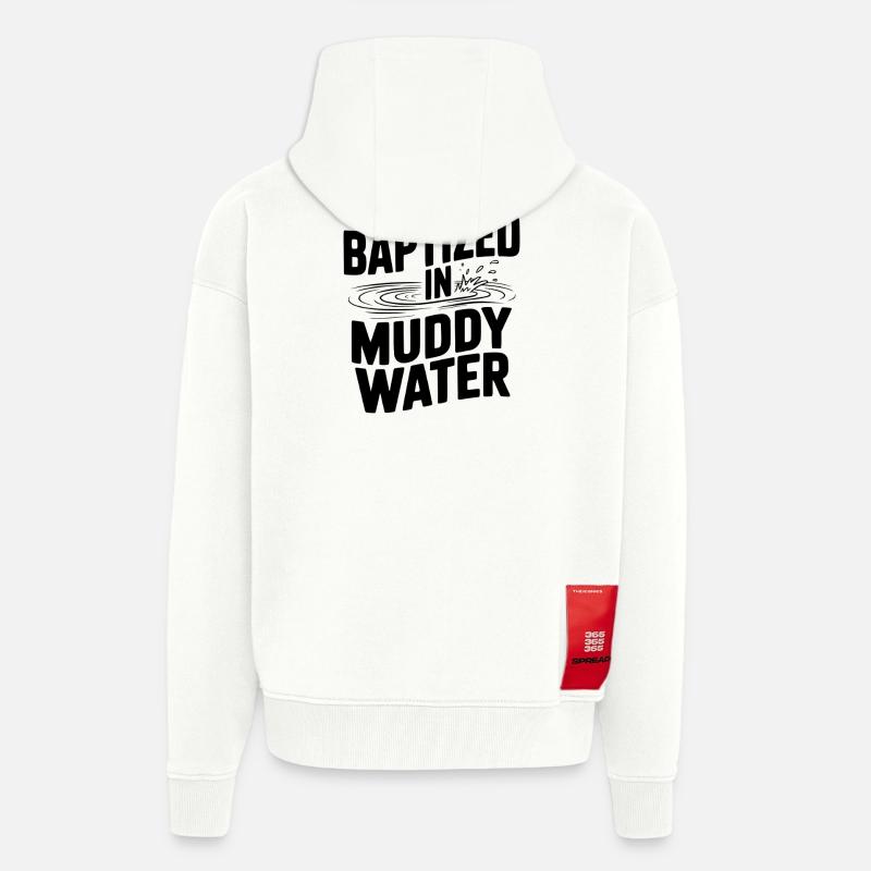 Baptisé dans des eaux boueuses - Veste à capuche bio épaisse oversize fabriqué en UE - OFF WHITE