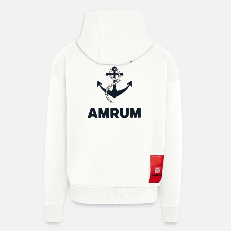 Moin Amrum – Conception d’ancres maritimes - Veste à capuche bio épaisse oversize fabriqué en UE - OFF WHITE