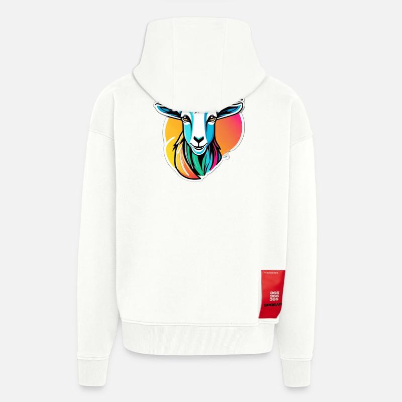 Bunte Regenbogenziege - Zip Hoodie - made by SPREAD - OFF WHITE