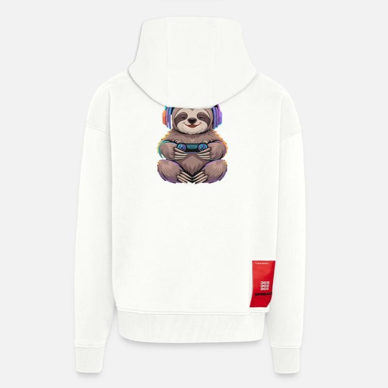  Faultier Gamer Mit Controller Und Bunter - Zip Hoodie - made by SPREAD - OFF WHITE