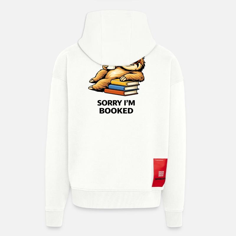 Cozy Sloth Reading Stack - Zip Hoodie - made by SPREAD - OFF WHITE