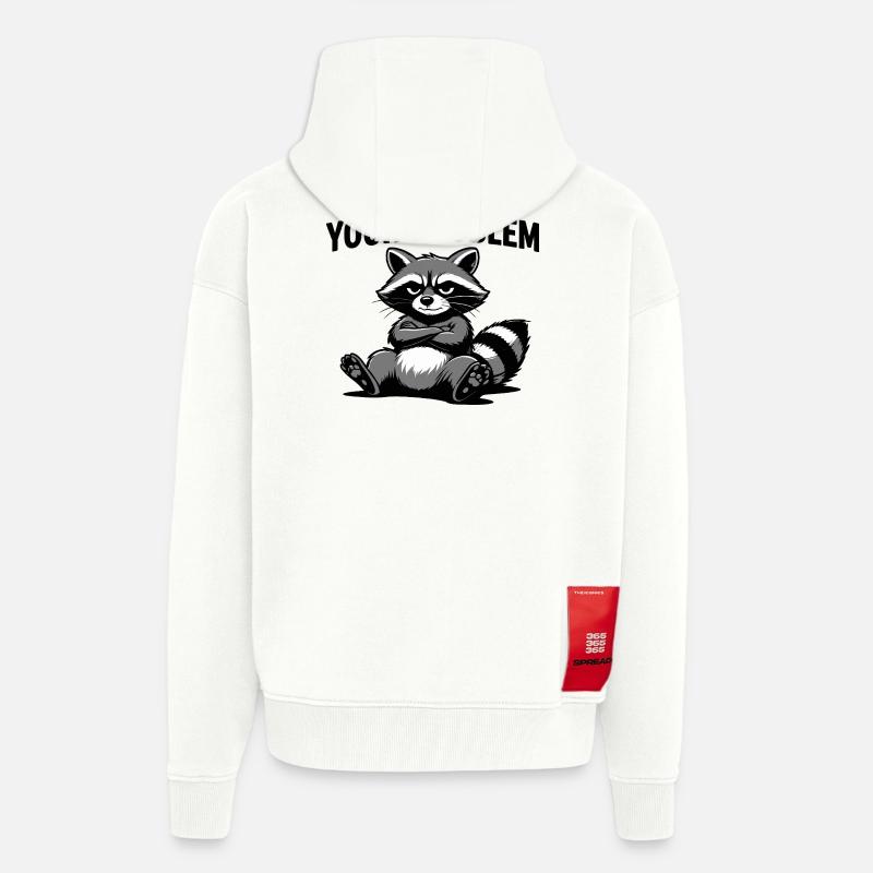 Vaskebjørn-attitude Tee: Lyder som dit problem - Heavyweight oversized organic hættejakke made in EU - OFF WHITE
