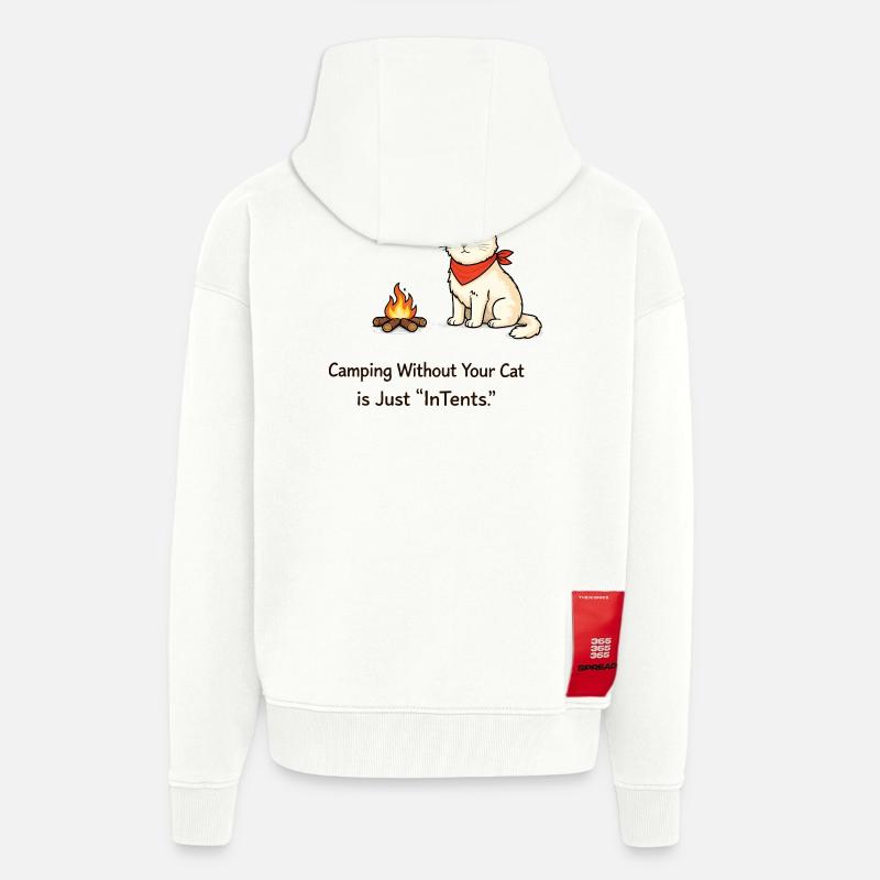 InTent Cat Camping Wortspieldesign - Zip Hoodie - made by SPREAD - OFF WHITE