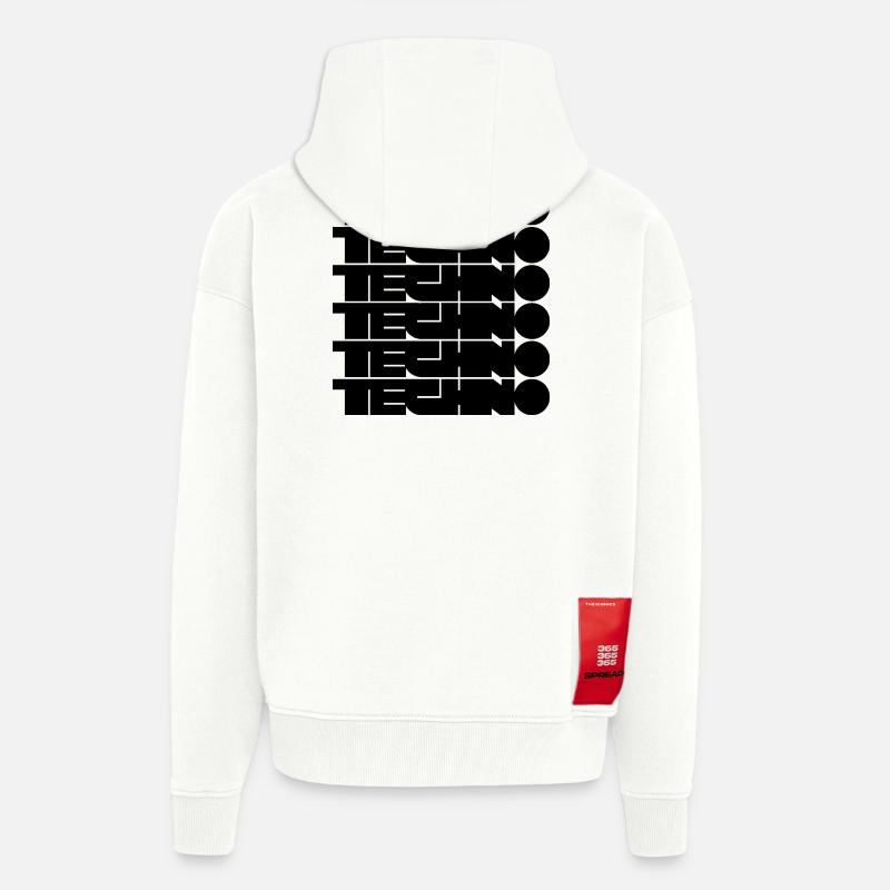 Techno bold logodesign - Heavyweight oversized organic hættejakke made in EU - OFF WHITE