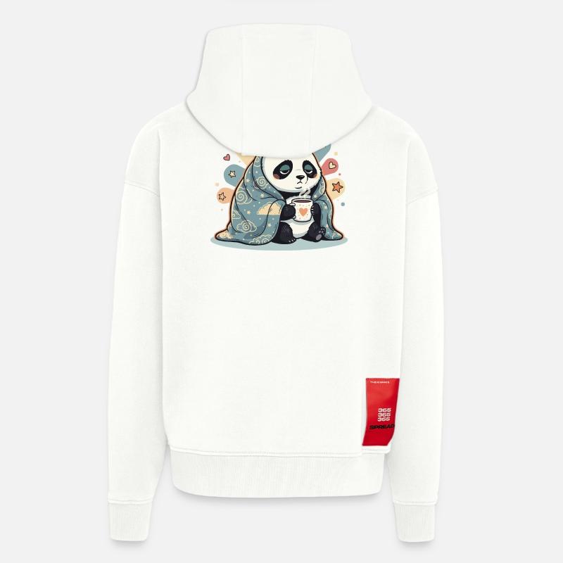 Cuddly panda under cloud cover - Zip Hoodie - made by SPREAD - OFF WHITE